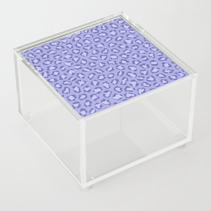 Periwinkle Blue Purple Leopard Animal Print Acrylic Box