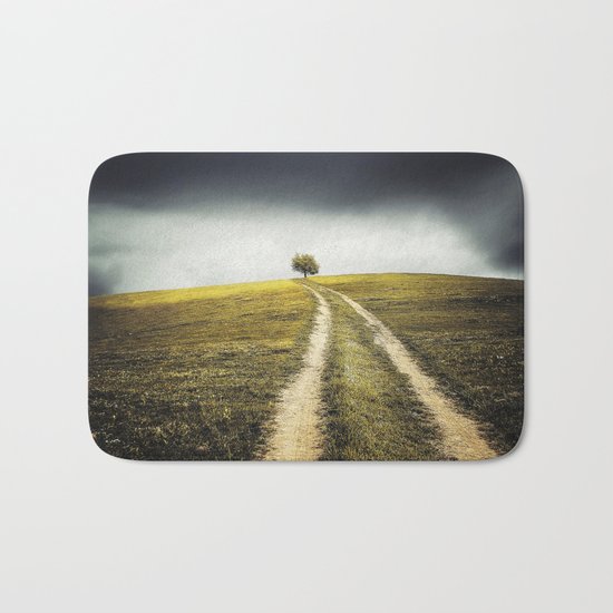 Grey sky Green tree 4 Bath Mat