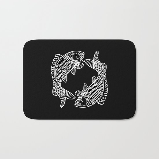 Black White Koi Bath Mat