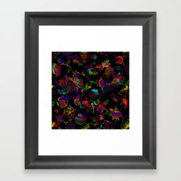 Butterfly Garden - Rainbow on Black Framed Art Print