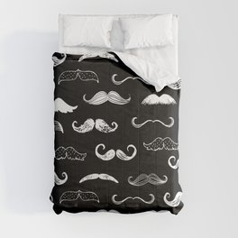 Black & White Moustache Seamless Repeat Background Wallpaper Comforter