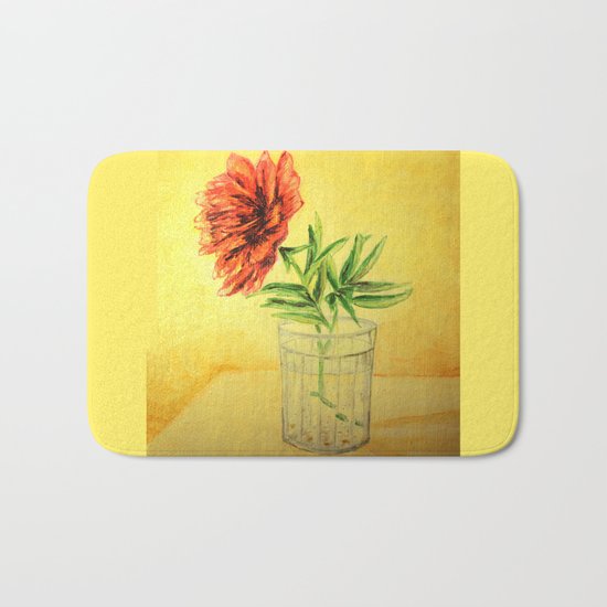 flower in a glass Bath Mat