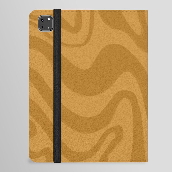 Mustard Yellow Liquid Swirl Pattern iPad Folio Case