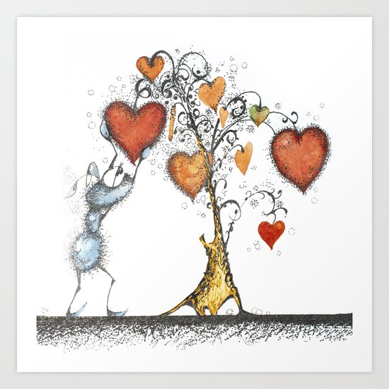 Tree of hearts Art Print