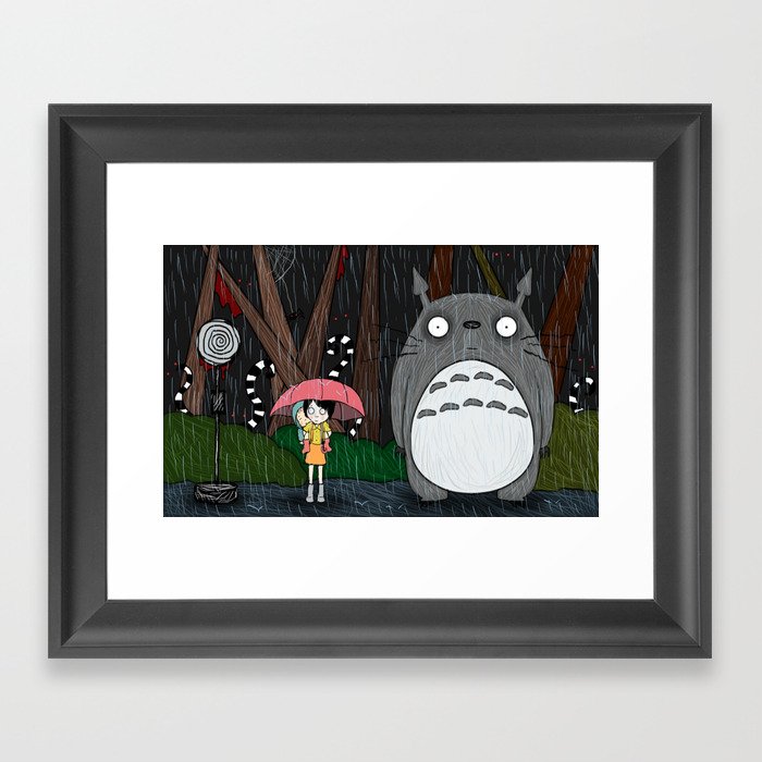 Tim Burton Totoro Framed Art Print