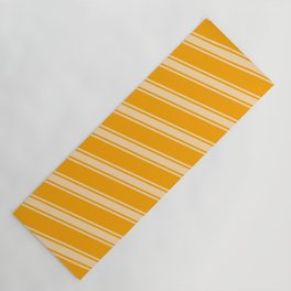 [ Thumbnail: Orange & Tan Colored Stripes/Lines Pattern Yoga Mat ]