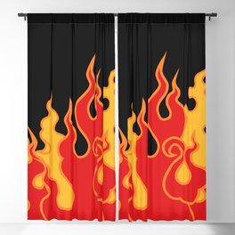 The fire. Flame tongues on a black background. Vintage seamless pattern.  Blackout Curtain