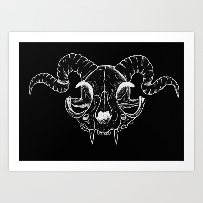 Devil Cat Skull Art Print