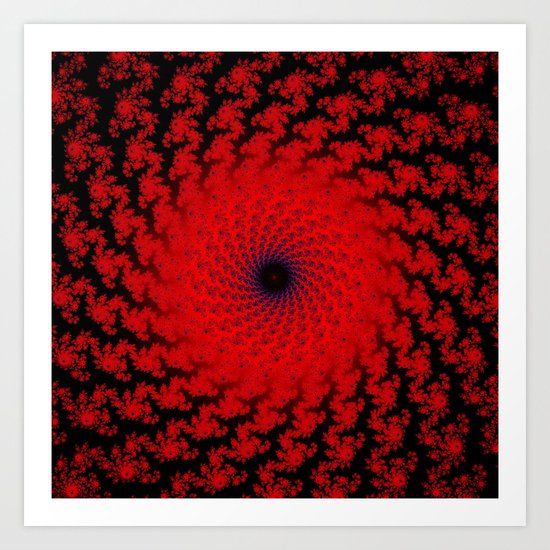 Red Space Spiral Fractal Art Print