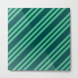 Diagonal Lines (mint, deep jungle green) Metal Print