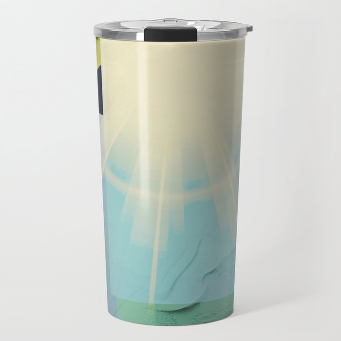 Bold Sunshine Color Blocks Sky Blue Aqua Green Travel Mug