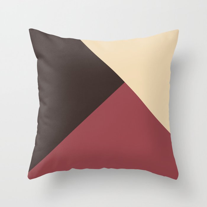 Red Brown Light Beige Solid Color Abstract Design Pairs HGTV 2021 Color of the Year Passionate Throw Pillow