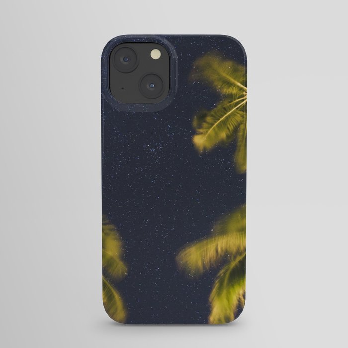 Palm trees at night against starry sky iPhone Case