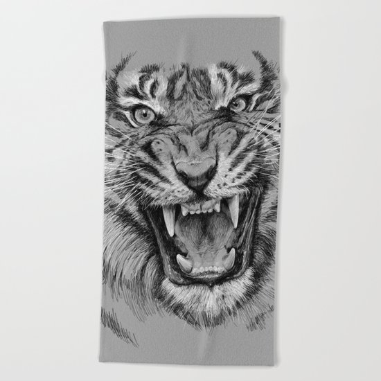 Tiger Portrait Animal Design Beach Towel