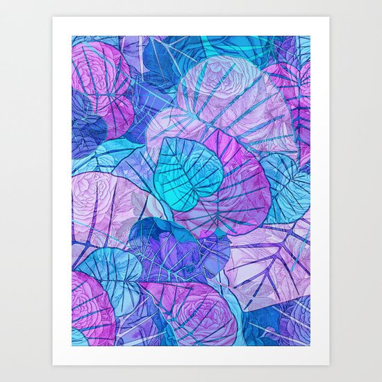 Leaves in Rosy Background Art Print