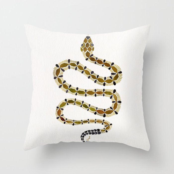 Olive Serpent Throw Pillow