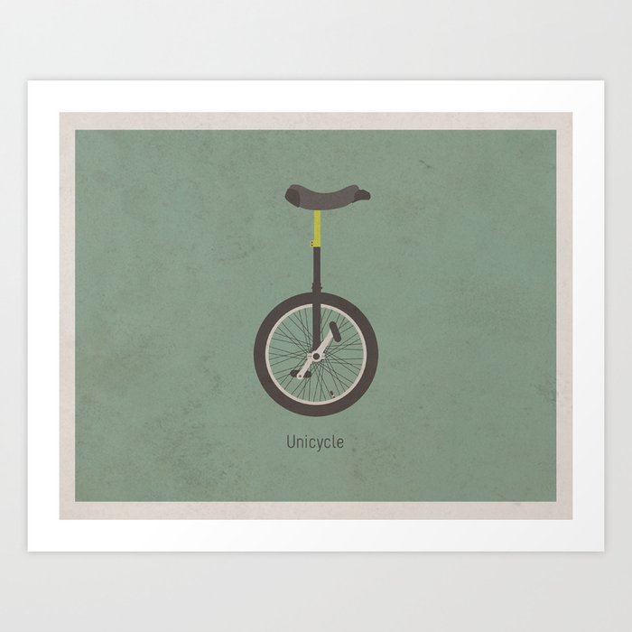 Unicycle (with text) Art Print
