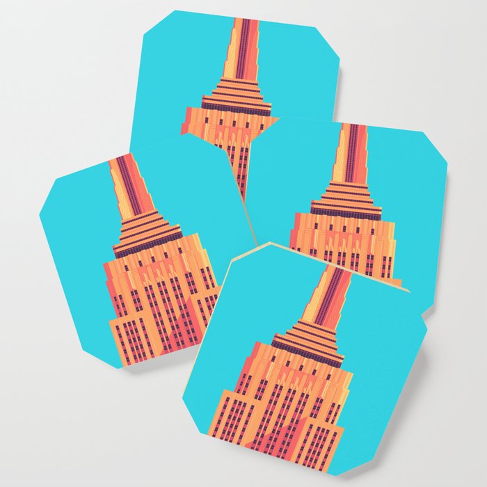 Empire State Building New York Art Deco Cyan Coaster by neotokyo