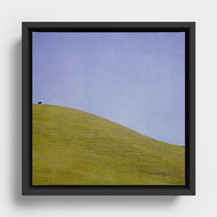 Cow on the Hill Framed Canvas