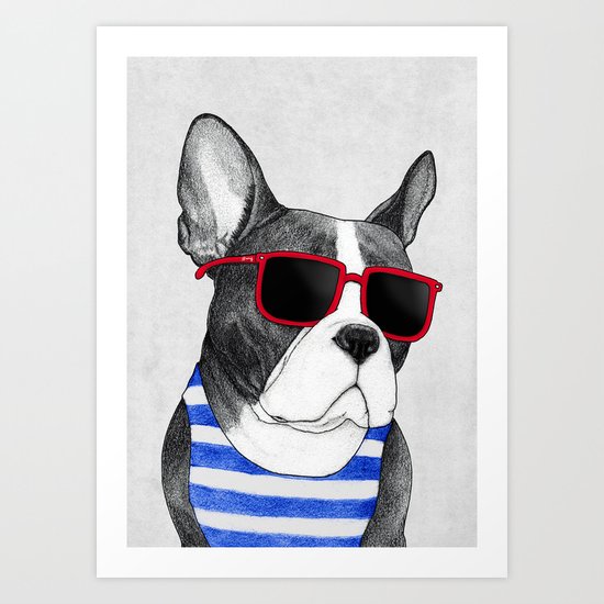 Frenchie Summer Style Art Print