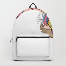 Beautiful Girl Face With Blue Eyes Full Color Unicorn Rainbow Hair Backpack | Cartoon, Funny, Vintage, Music, Movie, Sport, Painting, Gamer, Humour, Animal 