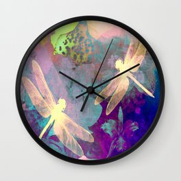 Painting Dragonflies and Orchids A Wall Clock