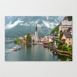 Scenic View of Hallstatt Village in Austria Canvas Print