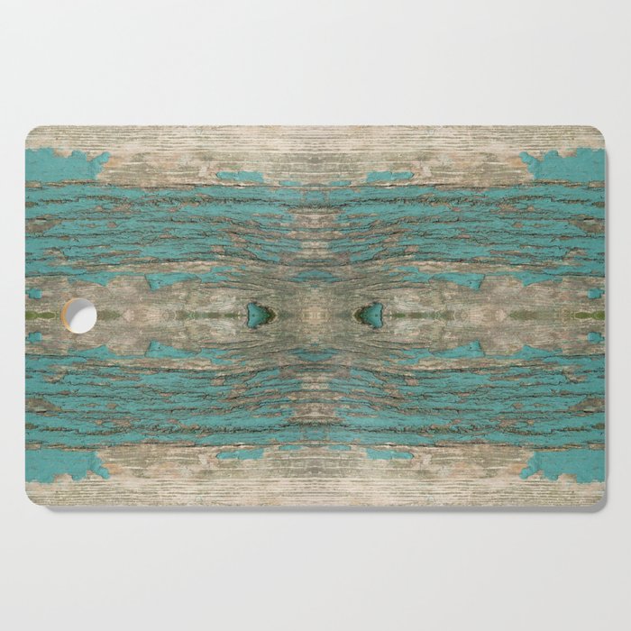 Weathered Rustic Wood - Weathered Wooden Plank - Beautiful knotty wood weathered turquoise paint Cutting Board