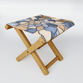 Metallic Gold and Blue Floral Folding Stool