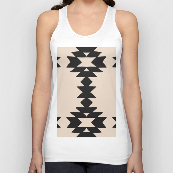 Geometric Southwestern Minimalist Pattern Black Tank Top