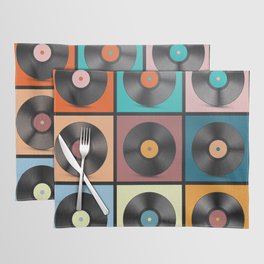 Vinyl Records. Retro LP Discs Set vintage Illustration.  Placemat