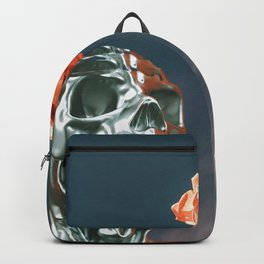 Out of Reach Backpack | Flower, Wallart, Unique, Modern, Contemporary, Graphicdesign, Blue, Skeleton, Orange, Digital 