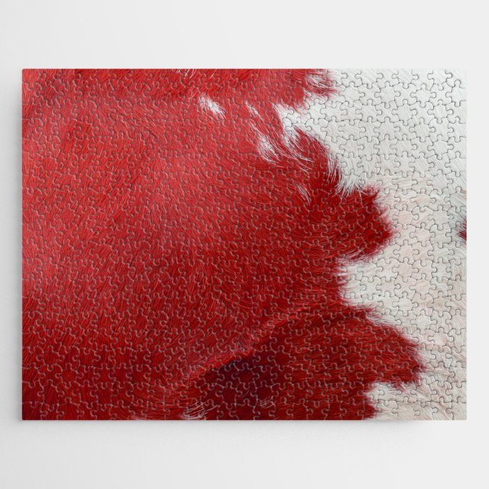 Red Cowhide, Cow Skin Print Pattern Jigsaw Puzzle