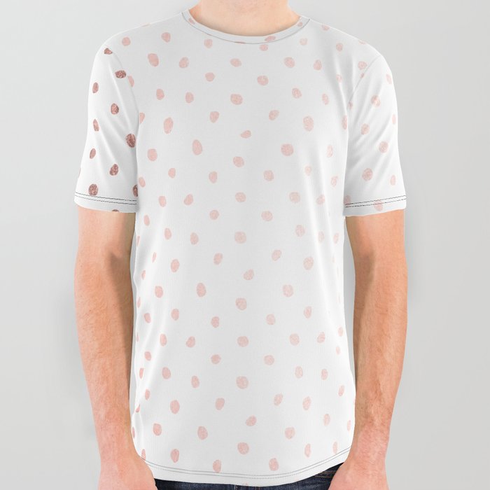 Cool Rose Gold Polka Dots All Over Graphic Tee