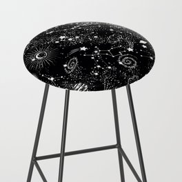 Starry Cosmic Galaxy Planets & Constellations II Bar Stool