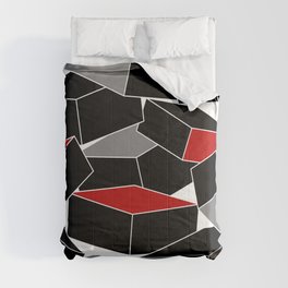 Falling - Abstract - Black, Gray, Red, White Comforter