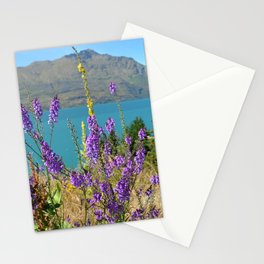 New Zealand Photography - Purple Toadflax By The Blue Water Stationery Card