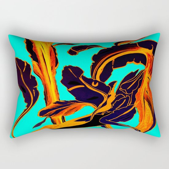 Blue Marker Teal Fire Phoenix Rectangular Pillow