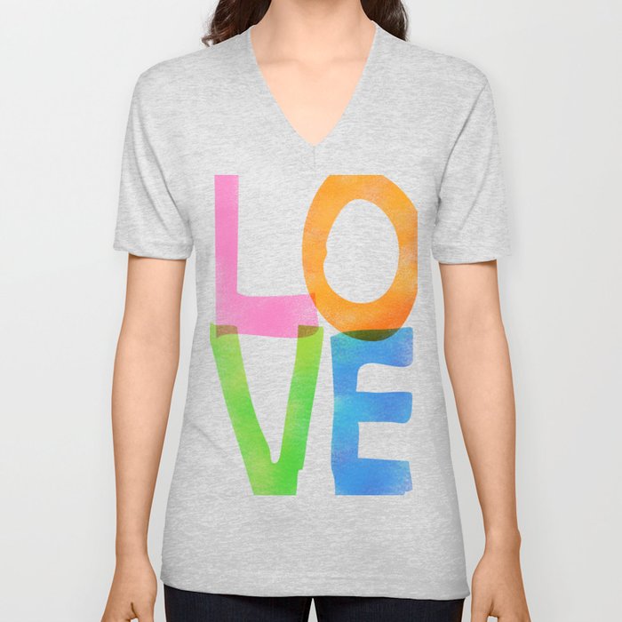 LOVE V Neck T Shirt