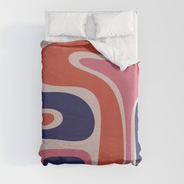 Copacetic Retro Abstract Navy Blue Pink Red-Orange Duvet Cover