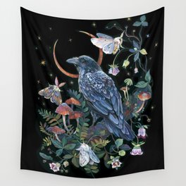 Moon Raven  Wall Tapestry