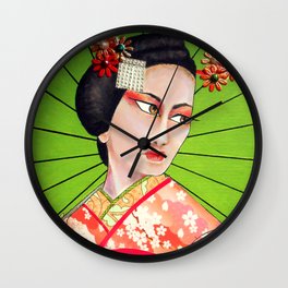 Anzu -- Geisha painting Wall Clock