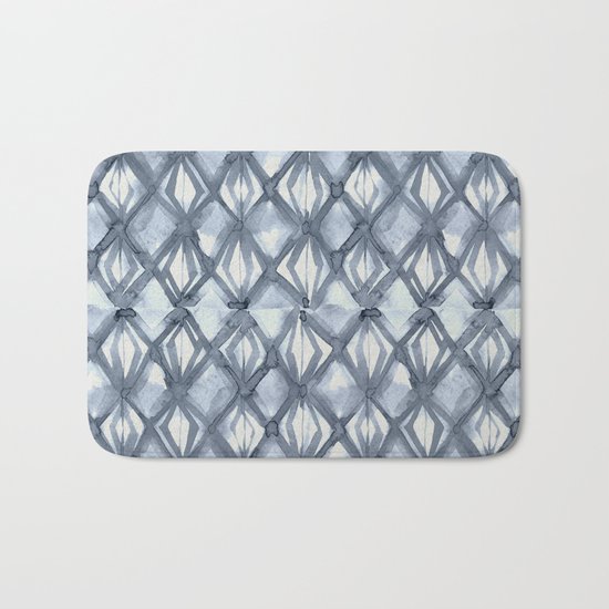 Braided Diamond Indigo Blue on Lunar Gray Bath Mat