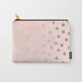 Rose Gold Pastel Pink Polka Dots Carry-All Pouch