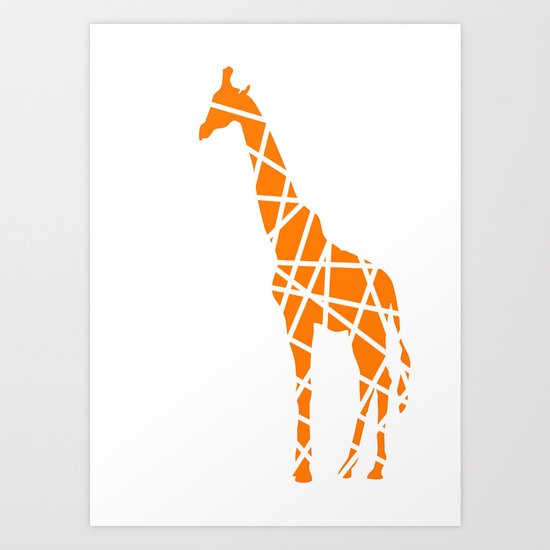 Modern Orange Giraffe Art Print