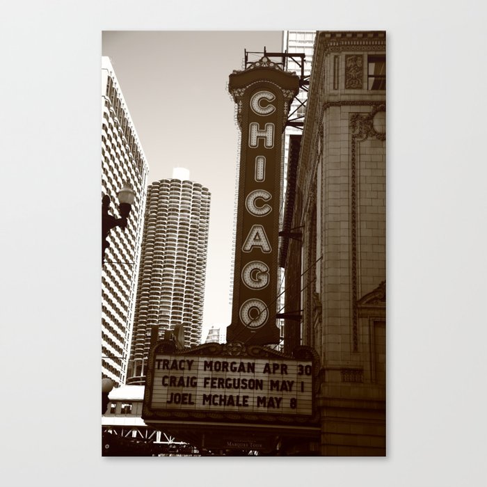 Chicago Theater 2010 #3 Sepia Canvas Print