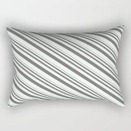 [ Thumbnail: Dim Gray & Mint Cream Colored Striped/Lined Pattern Rectangular Pillow ]