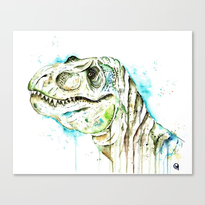 T Rex Tom The T Rex Colorful Watercolor Painting Canvas Print By