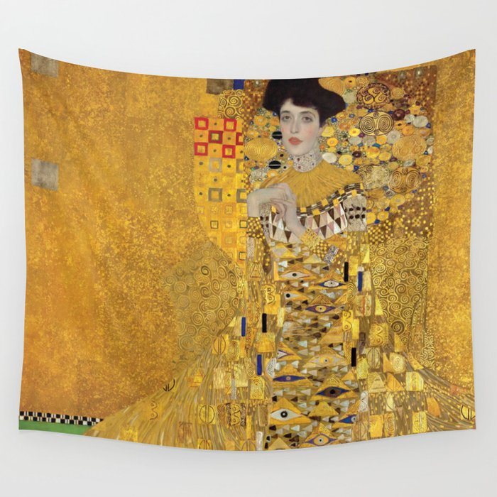 Gustav Klimt, Portrait of Lady, Gold Art Nouveau Wall Tapestry