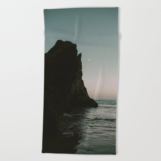 Oregon Coast Dark Ocean Beach Towel